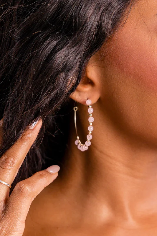 Blush Beaded Hoop Earrings