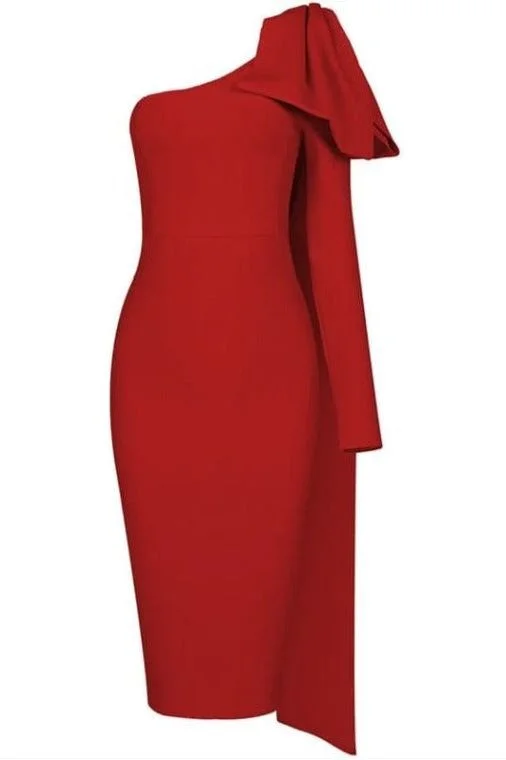 Lela Long Sleeve Bandage Midi Dress - Lipstick Red