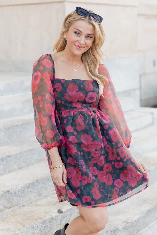 Living On Love Rose Printed Organza Mini Dress