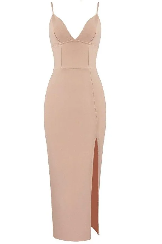 Milan Bandage Midi Dress - Nude