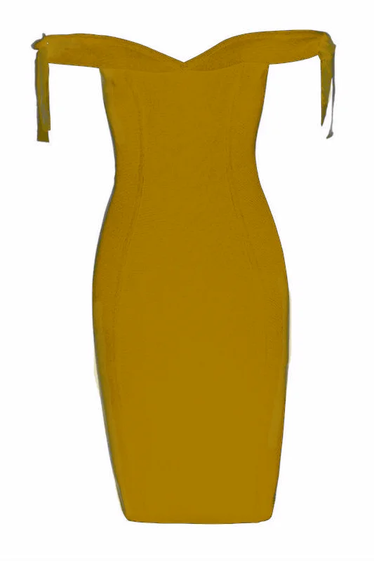 Penelope Bandage Mini Dress - Mustard Yellow