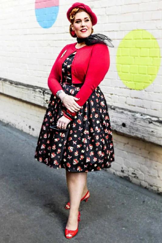 Amanda Rockabilly Skull & Rose Swing Dress