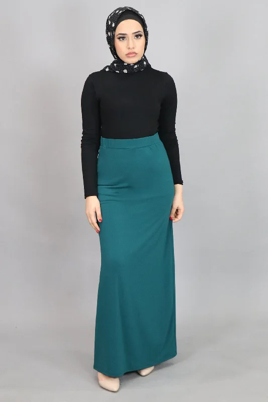 Teal Spandex Maxi Skirt