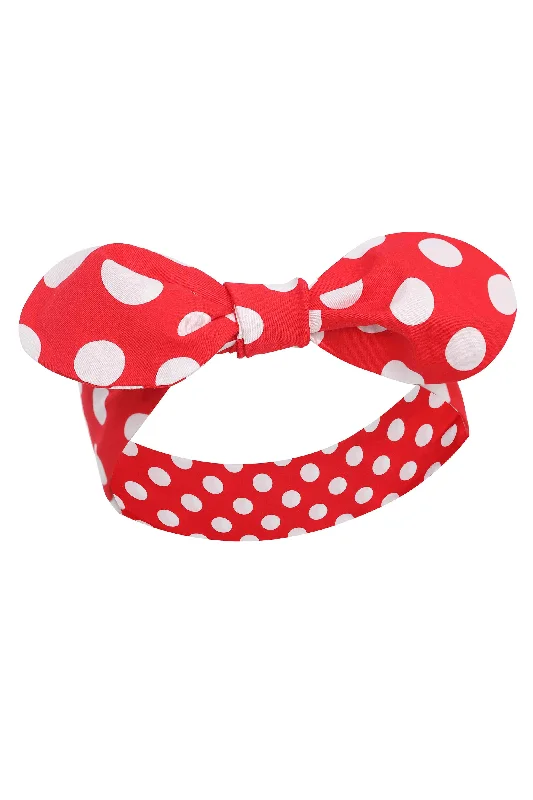 Tie Knot Headband In Red & White Polka Dots