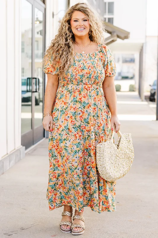 Flowers From The Garden Dress, Peach