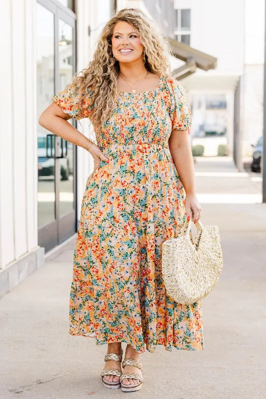 Flowers From The Garden Dress, Peach