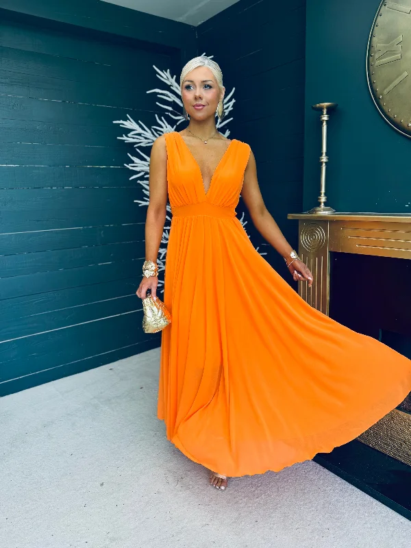 Janine Banded Maxi Dress Orange