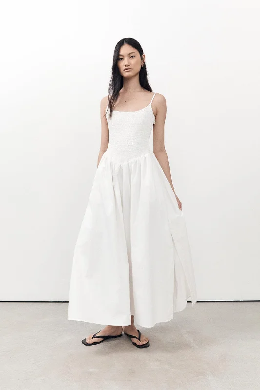 MILANO WHITE COTTON MIDI DRESS