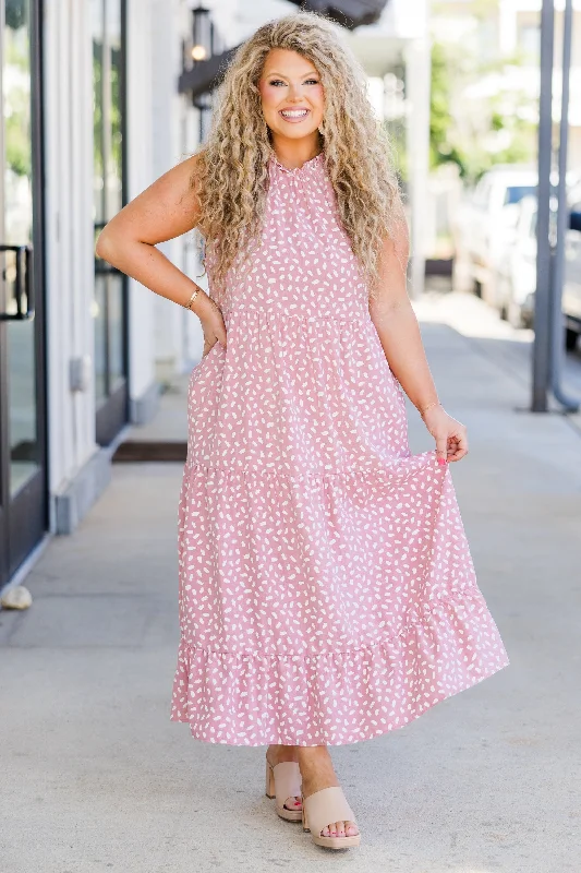 Weekend Wardrobe Maxi Dress, Mauve Dalmatian