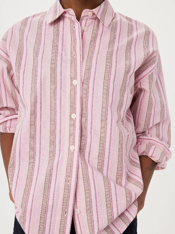 The Loose Striped Kapok Shirt in Pink