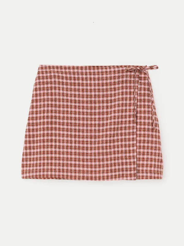 The Seersucker Mini Skirt in Red