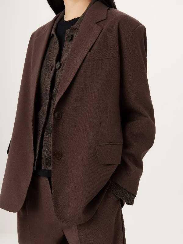 The Boxy Single Breasted Blazer in Dark Roast