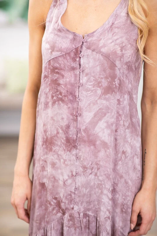 Mauve Tie Dye Maxi Dress