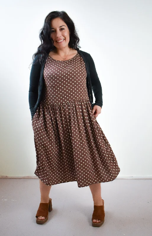 Meredith Dress in Brown Dot * ONLY THREE LEFT!!!*