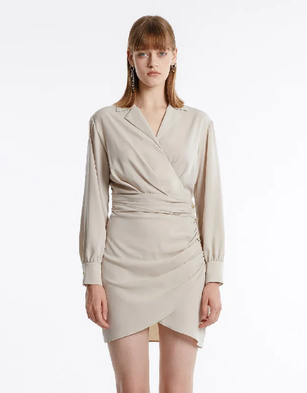 Chiffon Ruched Wrap Dress