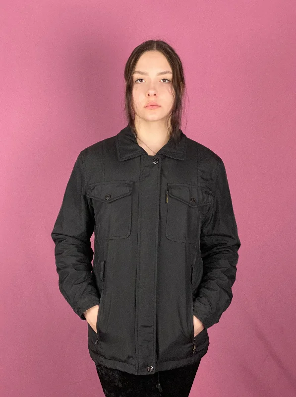 90s Thomas Burberry Vintage Women's Jacket - M Black Polyester