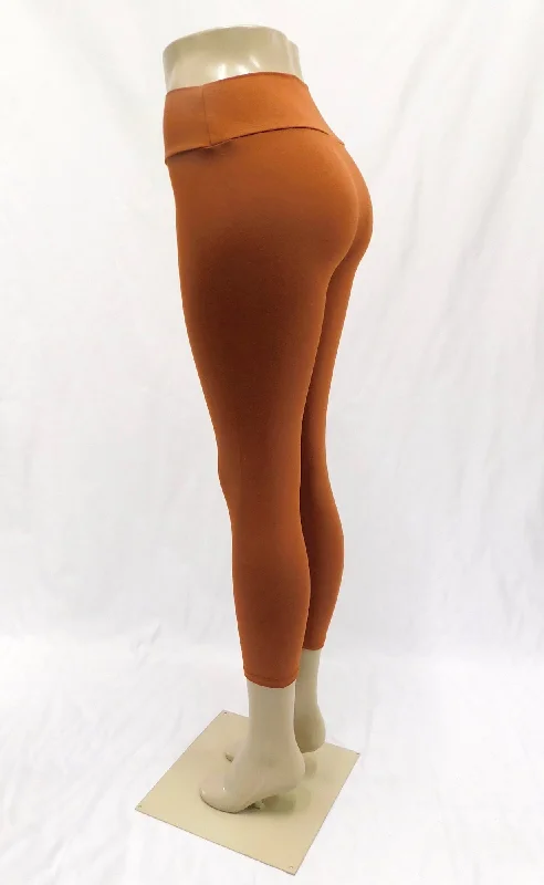 Bamboo Capri Leggings Tights - Rust