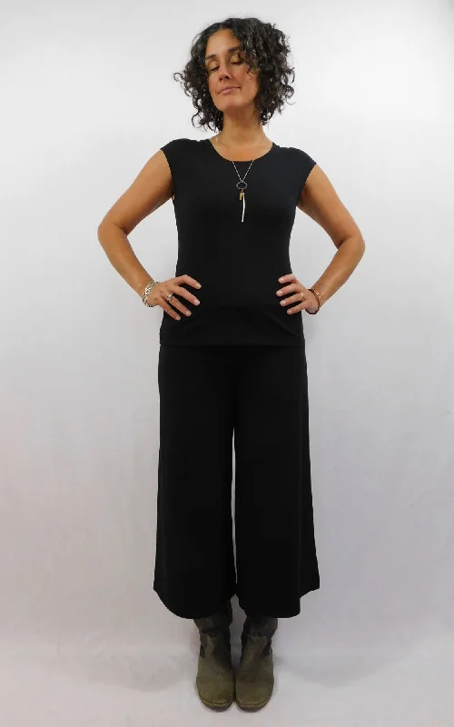 Bamboo Xtra Wide 25"" Long Capri Pant - Dark Shadow/Black - F24