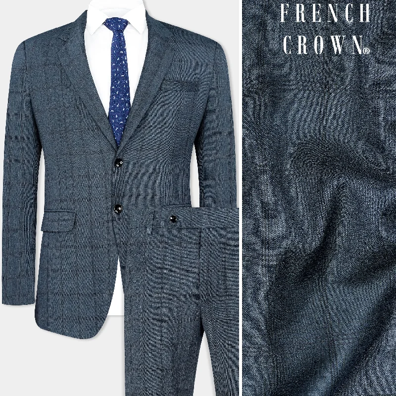 Bayoux Gray Plaid Wool Rich Suit