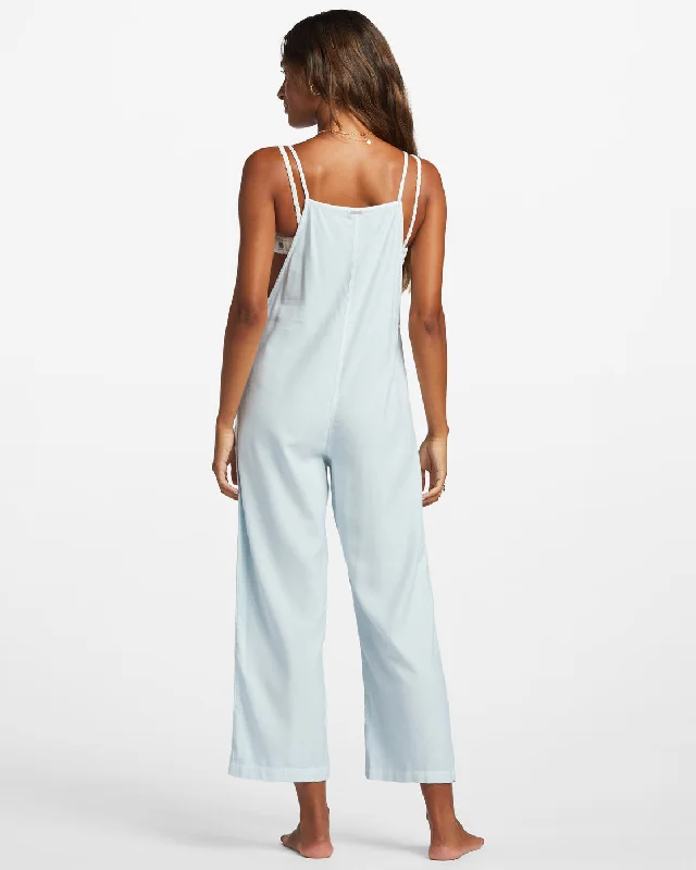 Beach Cruiser Wide-Leg Overalls - Light Chambray