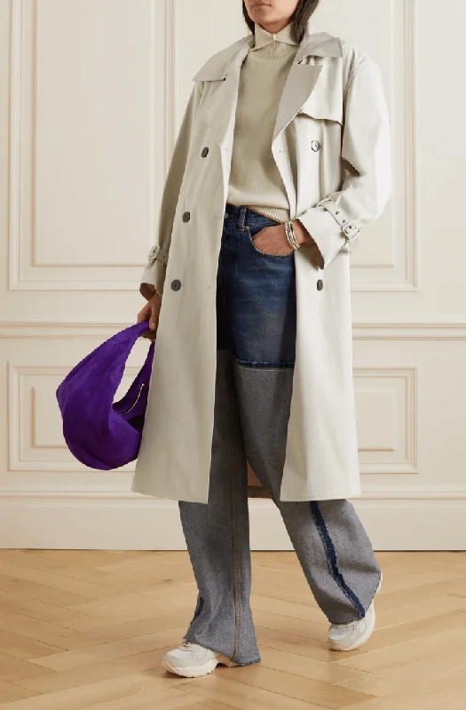 Belted gabardine trench coat