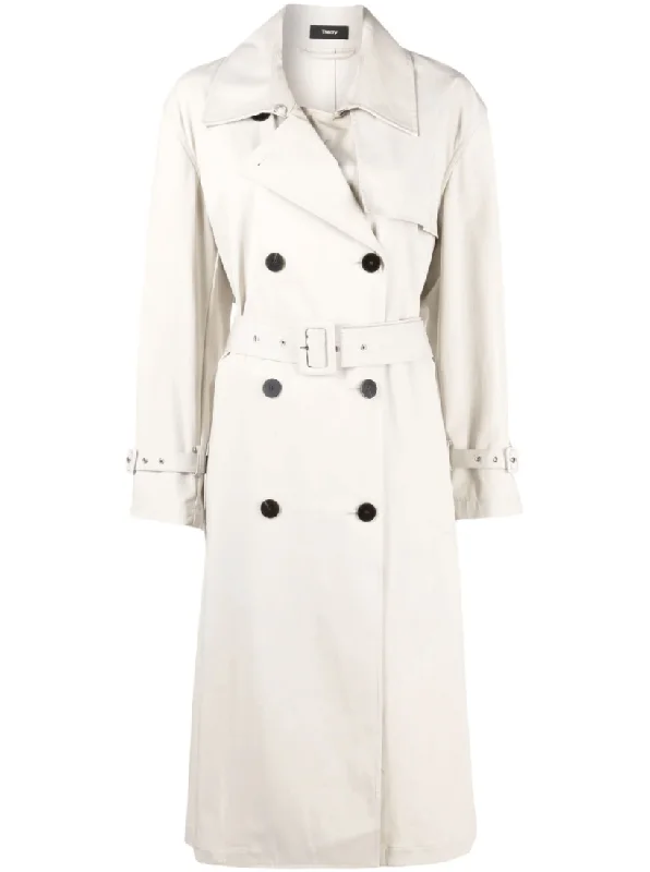 Belted gabardine trench coat