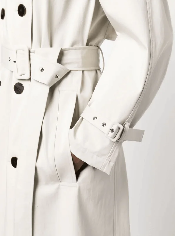 Belted gabardine trench coat