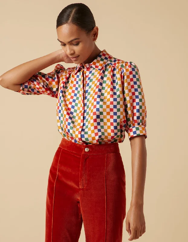 Betty Rainbow Puzzle Silk Twill Shirt