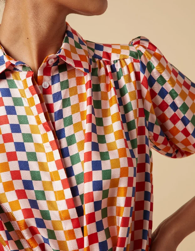 Betty Rainbow Puzzle Silk Twill Shirt