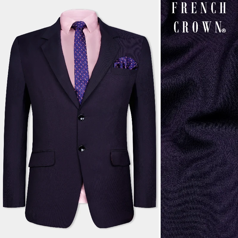 Bluish Wool Rich Single-breasted Blazer