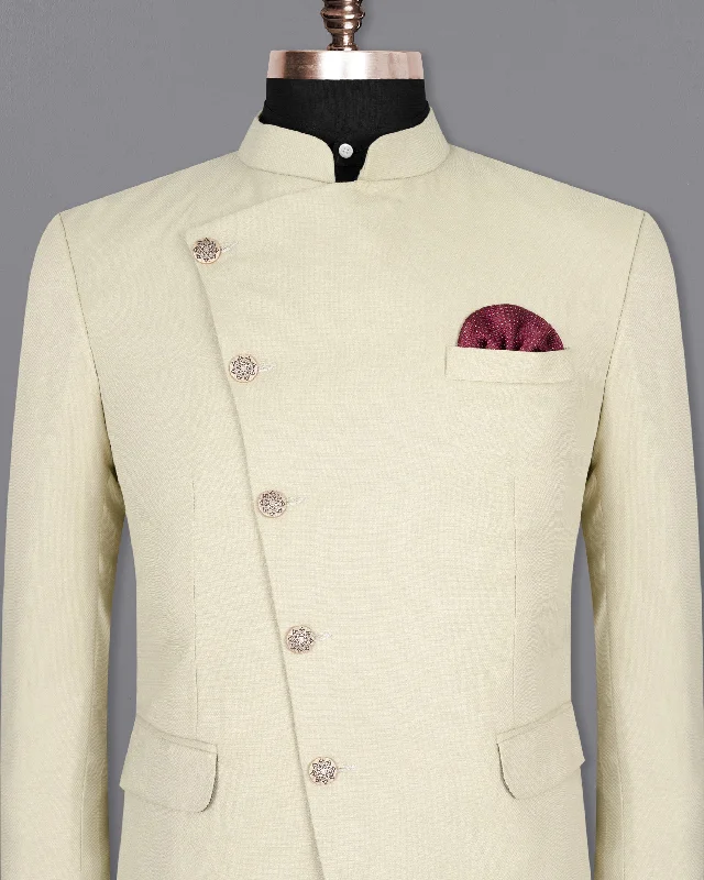 Bone Cross Placket Bandhgala Wool rich Blazer