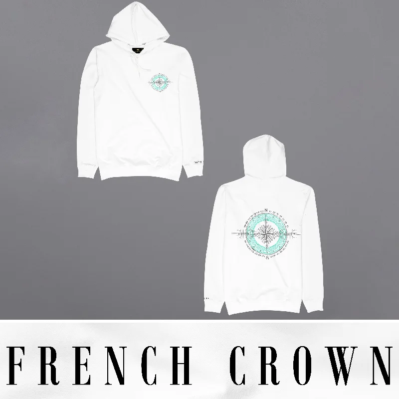 Bright White Compass Printed Hoodie