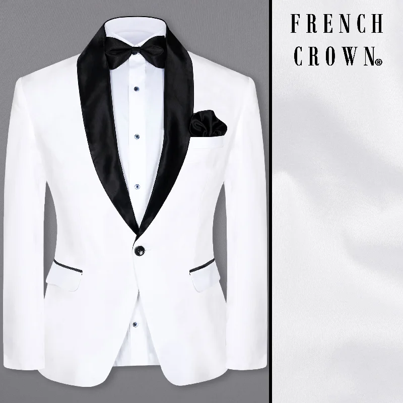 Bright White Subtle Sheen Tuxedo Blazer