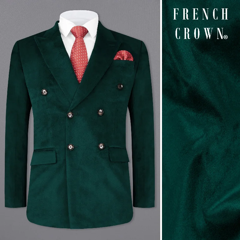 Burnham Dark Green Velvet Double-Breasted Designer Blazer