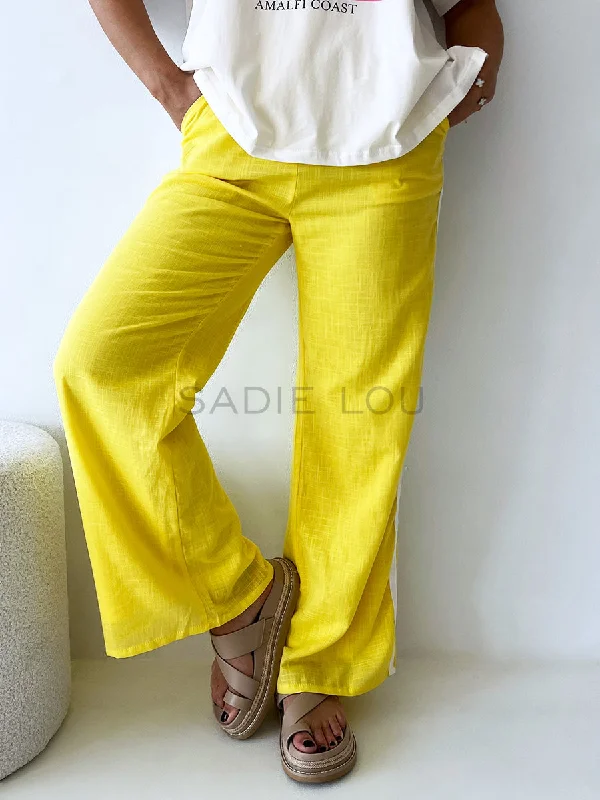 By Frankie / Linen Racer Pant - Lemon