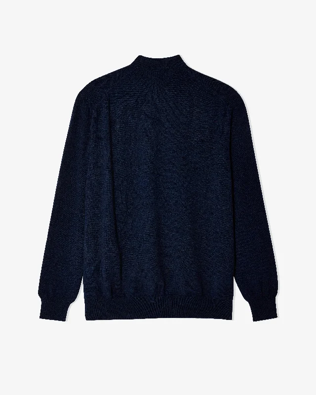 CDG Shirt - Men's Long Sleeve Knit Polo - (Navy)