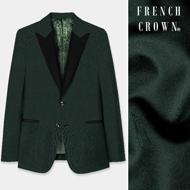 Celtic Green Wool Rich Peak Collar Tuxedo Blazer