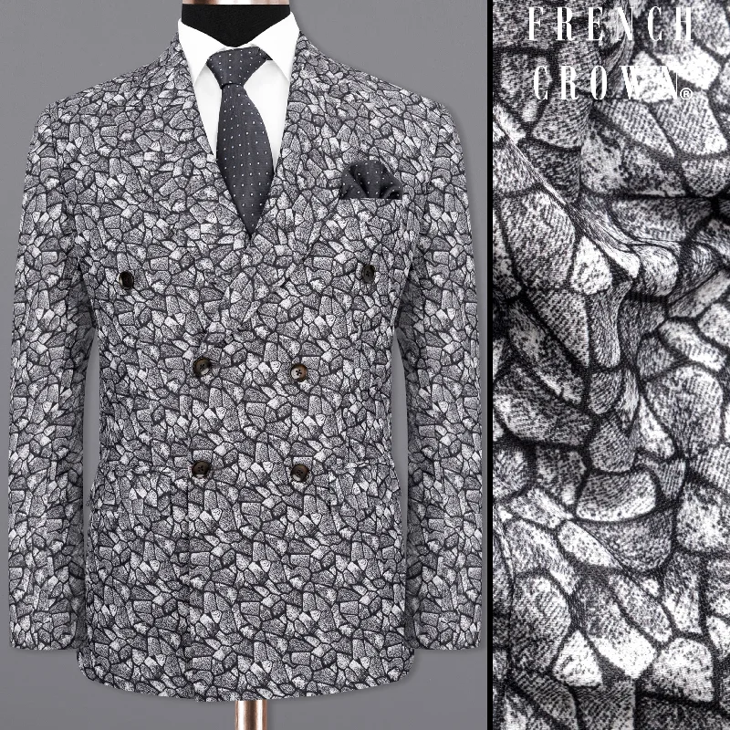 Charade Grey and White Double Breasted Designer Blazer