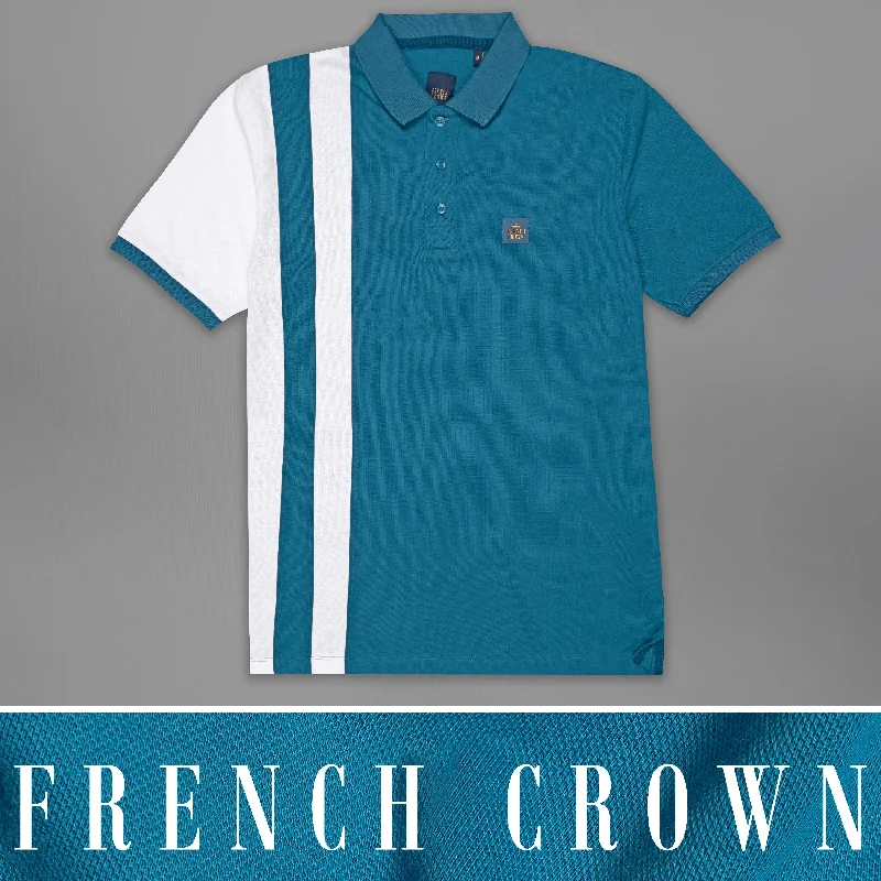 Chathams Blue and White Premium Cotton Pique Polo