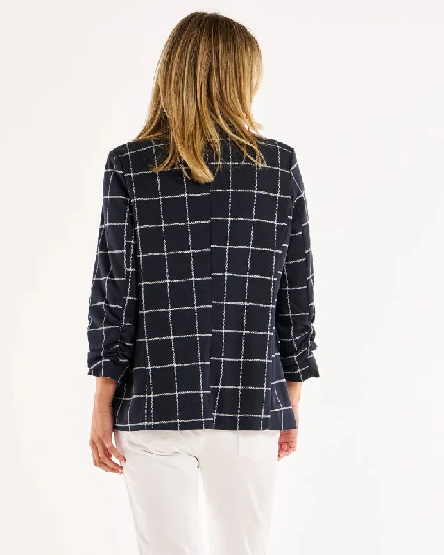 Check Jersey Blazer - Navy Check