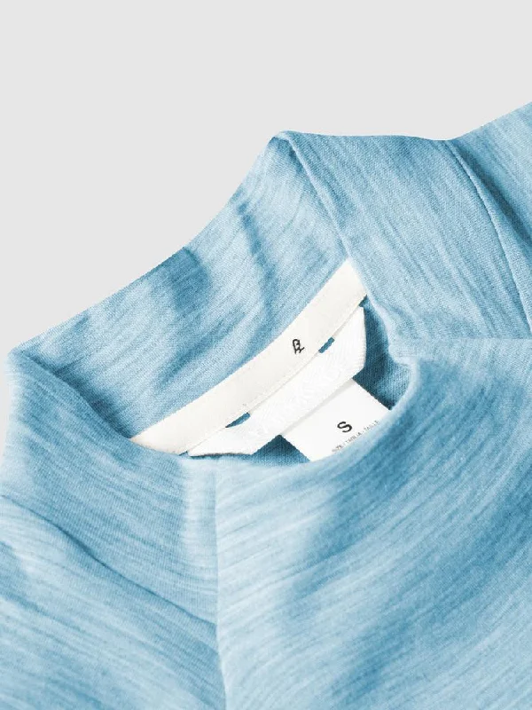 Merino Mock Neck Tee - Ash Blue