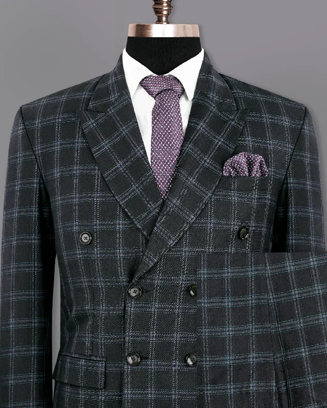 Dark Gray Windowpane Woolrich Double Breasted Suit