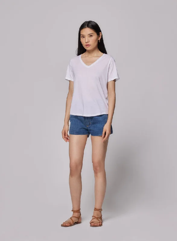 Deluxe V Neck SS Tee White