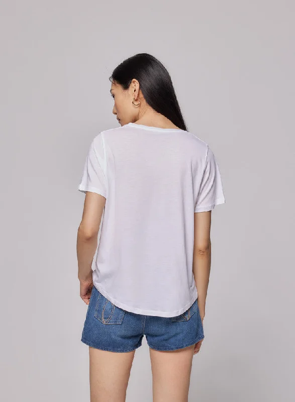 Deluxe V Neck SS Tee White