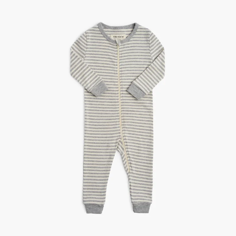 Heather Grey Stripe / 0-3 months