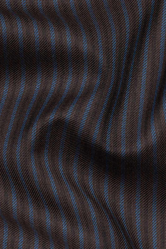 Eclipse Brown with Kashmir Blue Striped Wool Blend Suit