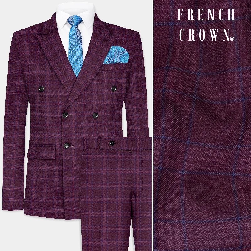 Eclipse Wine Plaid Double Breasted Suit