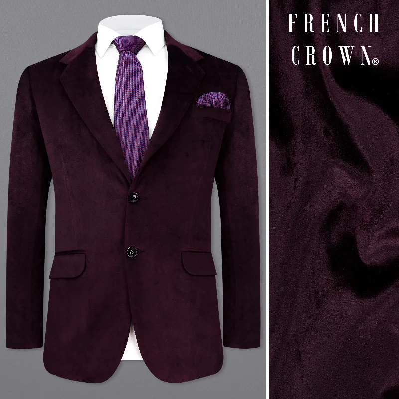 Eclipse Wine Velvet Single Breasted Blazer