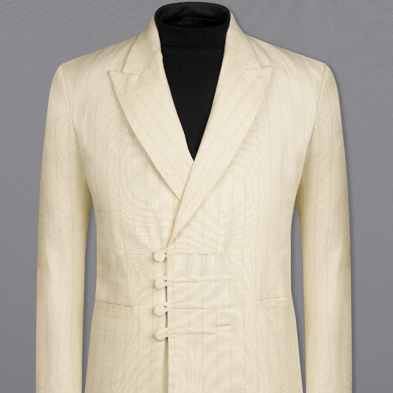 Eggshell Cream Striped Designer Blazer