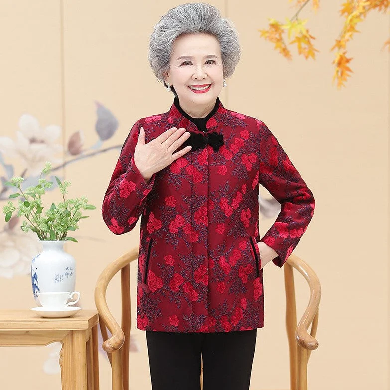 Floral Tang Suit Traditional Chinese Jacket Mother's Coat